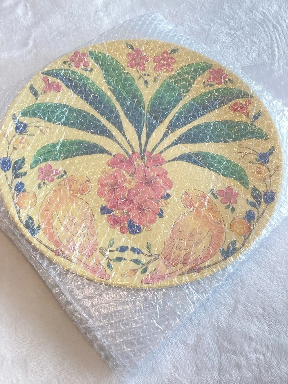 🌴 Anthropologie Melamine Dinner Plates Tropical Birds 10.75” FARM Rio Set of 4